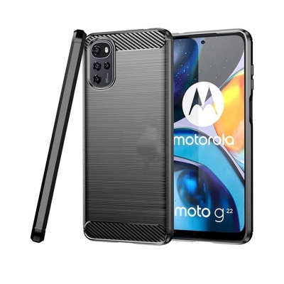 Picture of For Motorola Moto G22 Silicone Back Cover With Carbon Fiber Texture (Back Case Cover For Smartphone)