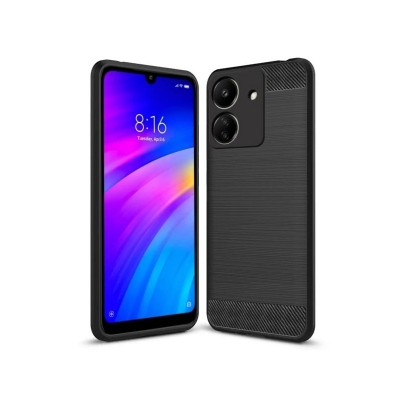 Picture of For Xiaomi Poco C65 Silicone Back Cover With Carbon Fiber Texture (Back Case Cover For Smartphone)