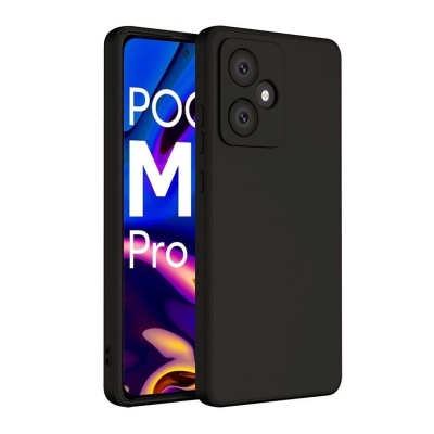 Picture of Back Cover for Cover Case for Xiaomi Poco M6 5G (Black Bumper) (Transparent, Camera Bump Protector Black, Grip Case, Silicon