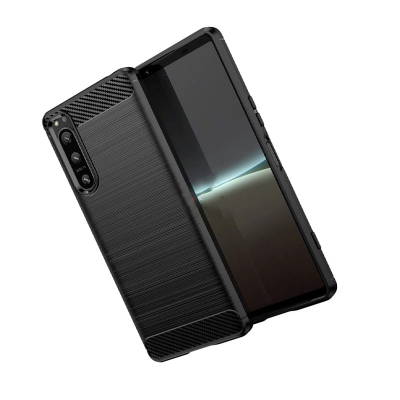 Picture of For Sony xperia 5 mark 3 Silicone Back Cover With Carbon Fiber Texture (Back Case Cover For Smartphone)