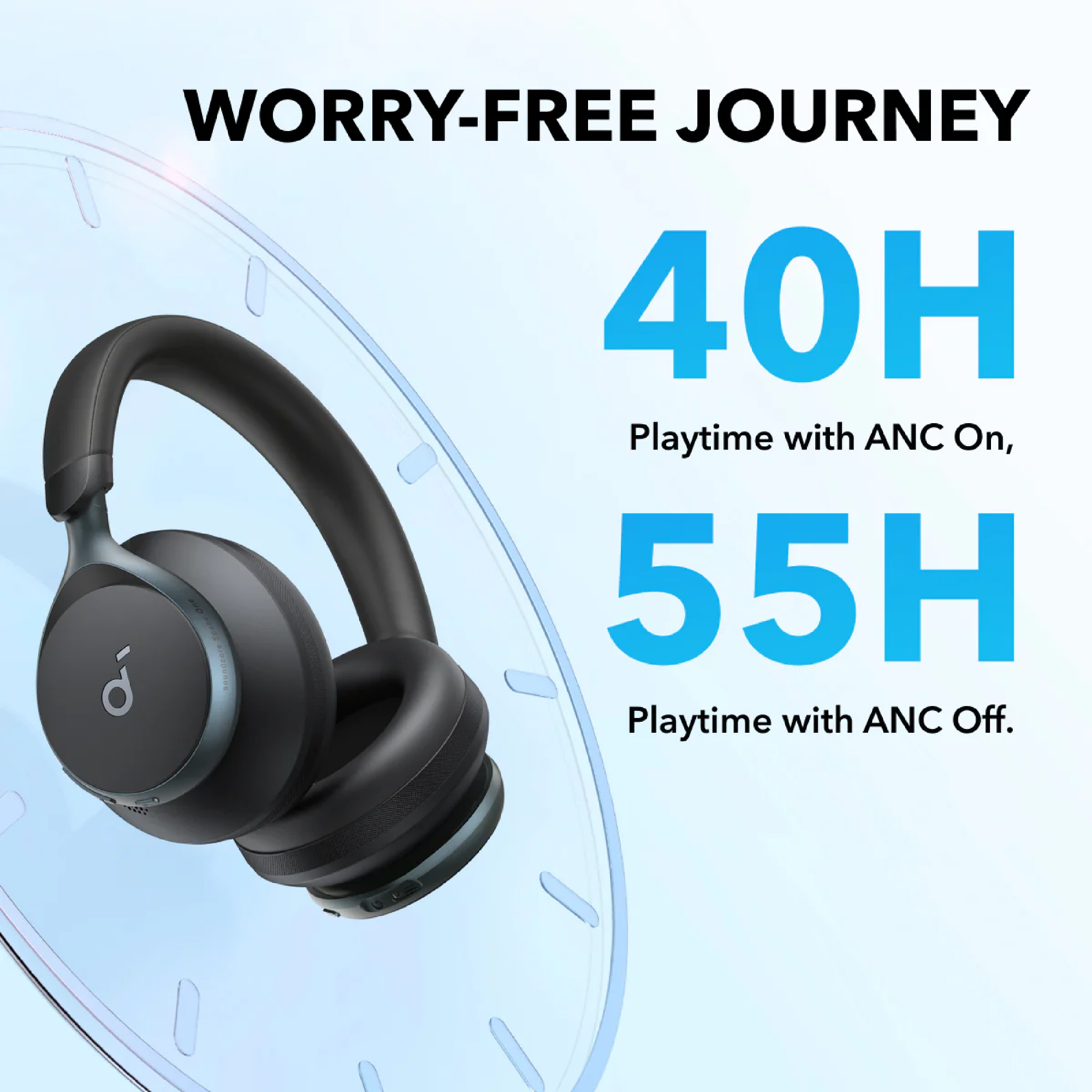 Picture of Anker Soundcore Space One True Wireless Over Ear Headphone With 40dB Adaptive ANC, Hi-Res Audio, 40mm Drivers, 55H Playtime, Bluetooth 5.3, LDAC