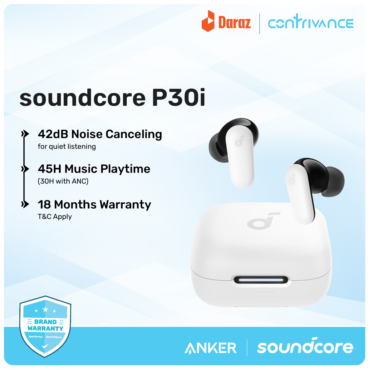 Picture of Anker Soundcore P30i True Wireless Earbuds With 40dB ANC, 36H Playtime, Bluetooth 5.3, IPX5