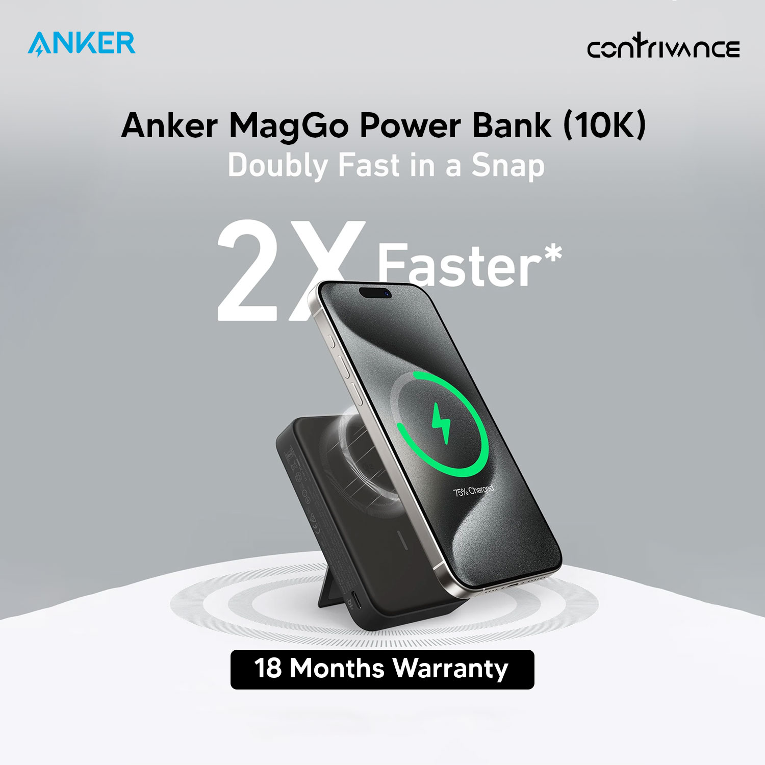Picture of Anker MagGo 10K Magnetic Wireless Power Bank With Qi2 Certified, 10000mAh, 15W Wireless Fast Charging