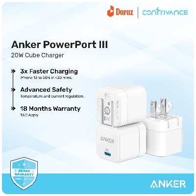Picture of Anker PowerPort III 20W Cube Fast Charger For Iphone & Others (Cable Not Included)