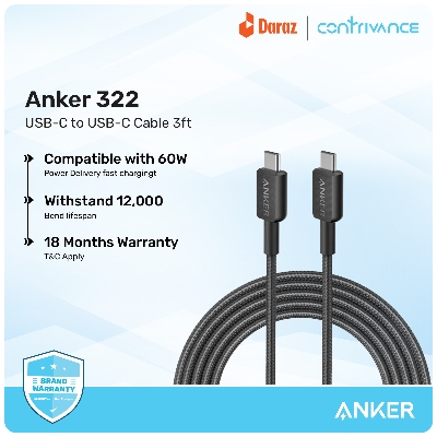 Picture of Anker 322 USB-C To USB-C Fast Charging Cable (3ft) With Durable & High-Speed Charging For Phones, Tablets & Others