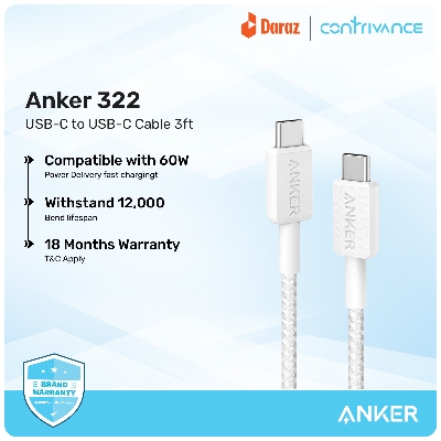 Picture of Anker 322 USB-C To USB-C Fast Charging Cable (3ft) With Durable & High-Speed Charging For Phones, Tablets & Others