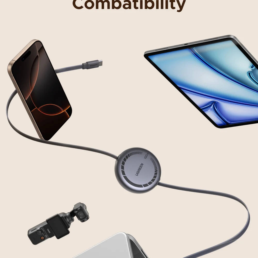 Picture of UGREEN 65905 USB-C to USB-C PD Fast Charging Retractable Cable 100W Max 1m L531