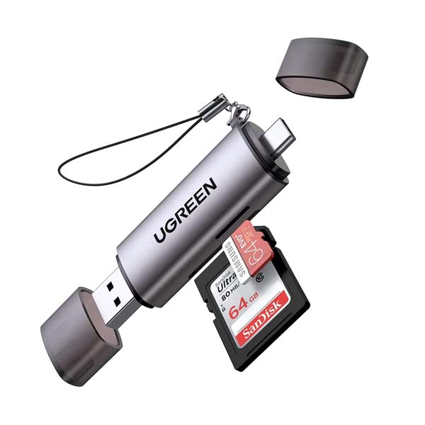 Picture of UGREEN 50706 USB-C/USB-A Card Reader (Silver) CM185