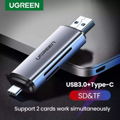 Picture of UGREEN 50706 USB-C/USB-A Card Reader (Silver) CM185