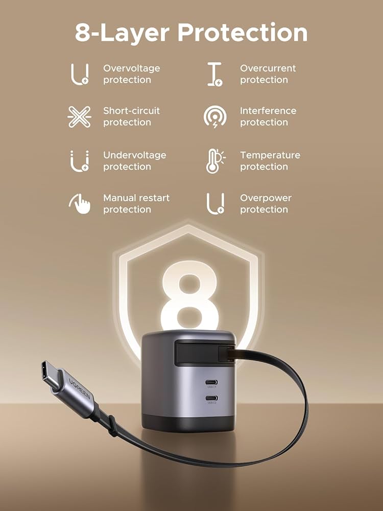 Picture of UGREEN 65821 45W GaN Fast Charger with Retractable  Cable