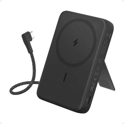 Picture of Anker Zolo Magnetic Power Bank 10K,30W,Built-in USB-C Cable (Black)