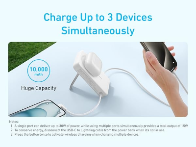 Picture of Anker Zolo Magnetic Power Bank 10K,30W,Built-in USB-C Cable (Black)