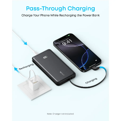 Picture of Anker Zolo Power Bank 10K, 22.5W, Built-In USB-C Cable (Black)
