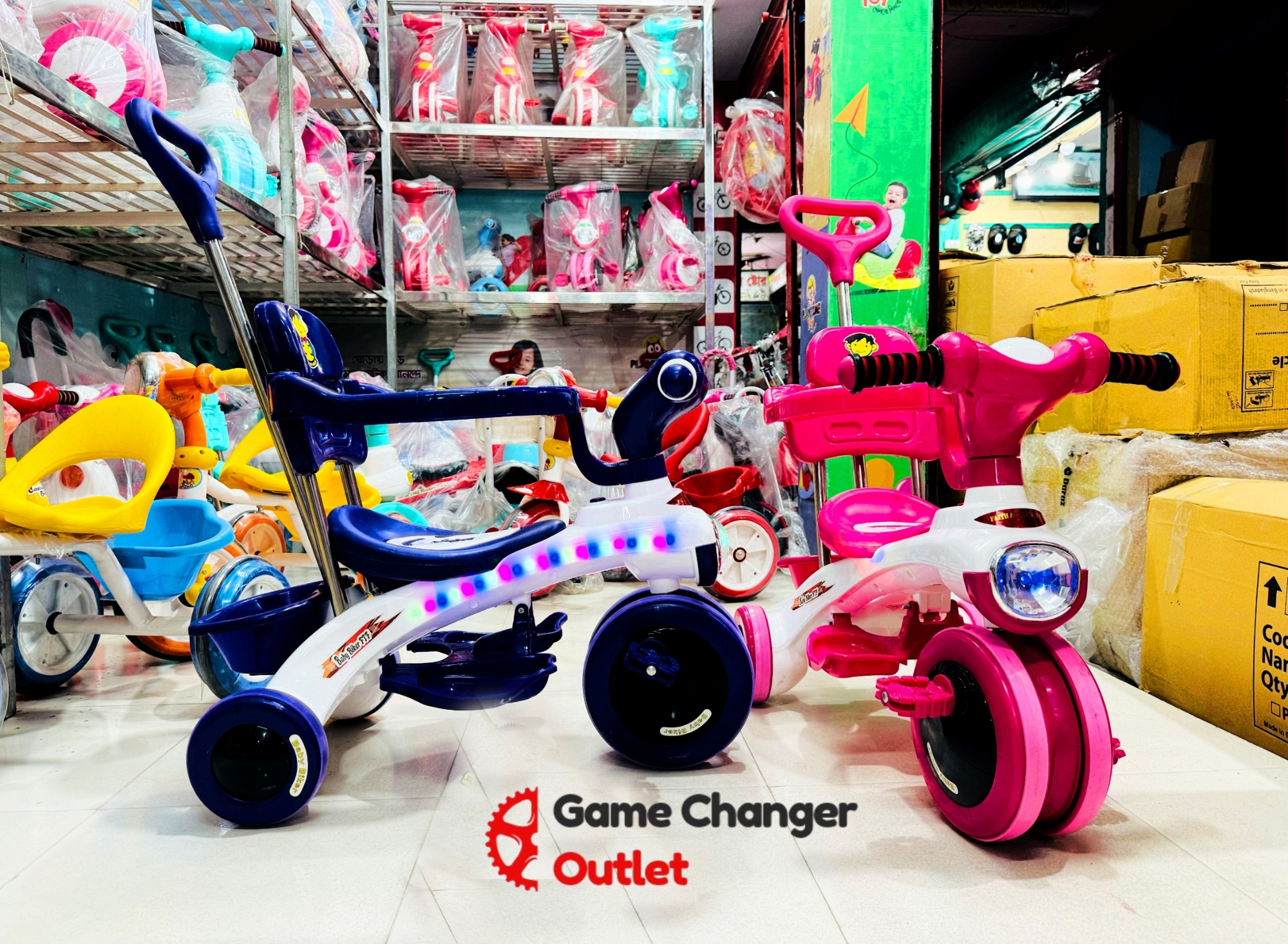 Picture of China Tricycle Complete 9M - Pink/Blue/Red/Purple/Light Green Tricycle For Baby Kids Music & light Game Changer Outlet