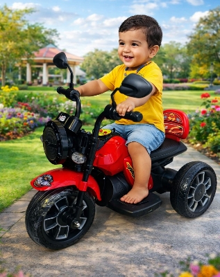 Picture of Captain Gypsy Bike with Remote Control - Red/Blue (Rechargeable Electric Bike for Kids) Game Changer Outlet
