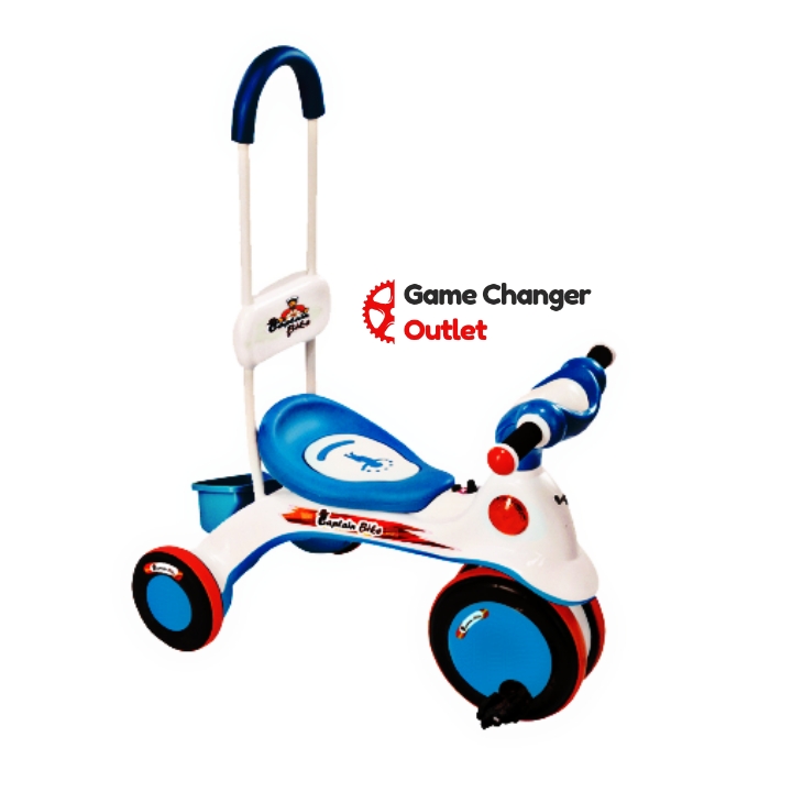 Picture of Captain Bike Trolly Pink/Blue/Purple Colour Baby Tricycle With Light & Music Button & Back Support Game Changer Outlet