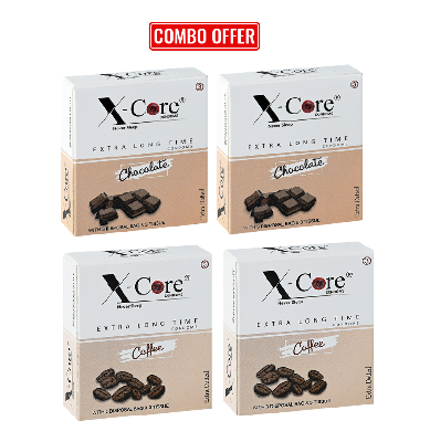 Picture of XCore Extra Time Dotted Condom (Chocolate + Coffee Flavoured) 4x3s = 12s Pack - Combo Offer