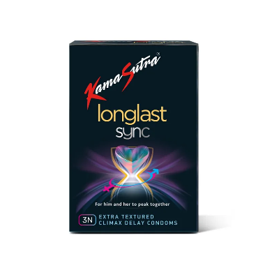 Picture of KamaSutra LongLast Sync Multi Textured | Dotted | Ribbed | Contoured Condom - 3pcs Pack