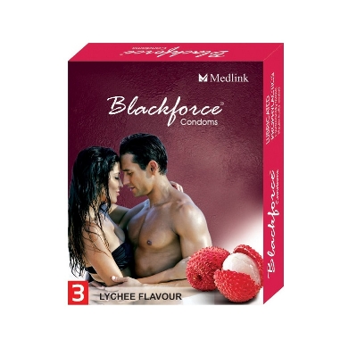 Picture of Blackforce Litchi Flavoured Extra Dotted Condom - 3Pcs Pack