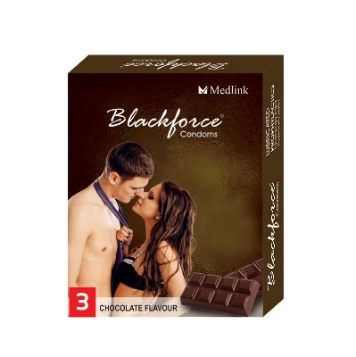 Picture of Blackforce Chocolate Flavoured Extra Dotted Condom - 3Pcs Pack