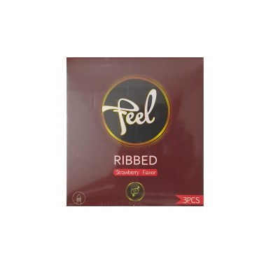 Picture of Feel Ribbed Strawberry Flavoured Condom - 3pcs Pack