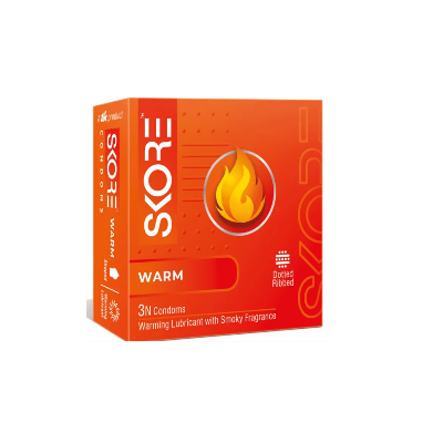 Picture of Skore Warm Ribbed & Dotted With Warming Lubricant Condom - 3Pcs Pack(India)