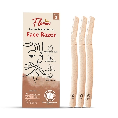 Picture of Floren Face Razor For Women I For Smooth & Effortless Facial Hair Removal I Suitable For Peach Fuzz, Chin, Upper Lips, Eyebrows I Pack Of 3