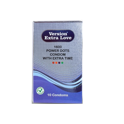 Picture of Version Extra Love 1600 Dots Extra Time Condom ( Vanilla ) - 10Pcs Pack