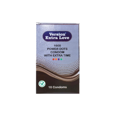 Picture of Version Extra Love 1600 Dots Extra Time Condom ( Chocolate ) - 10Pcs Pack
