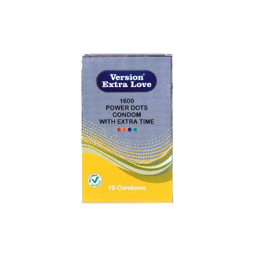 Picture of Version Extra Love 1600 Dots Extra Time Condom ( Banana )- 10Pcs Pack