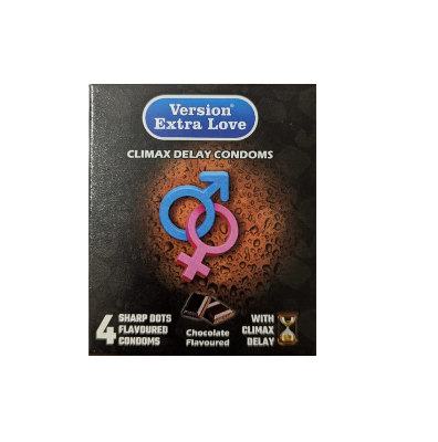 Picture of Version Extra Love Climax Delay Sharp Dots (Chocolate Flavoured ) Condom - 4Pcs Pack