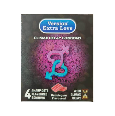 Picture of Version Extra Love Climax Delay Sharp Dots (BubbleGum Flavoured ) Condom - 4Pcs Pack