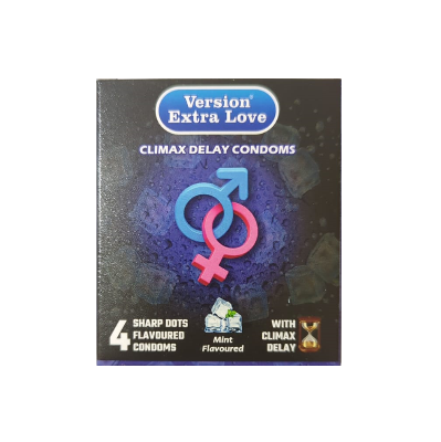 Picture of Version Extra Love Climax Delay Sharp Dots (Mint Flavoured ) Condom - 4Pcs Pack