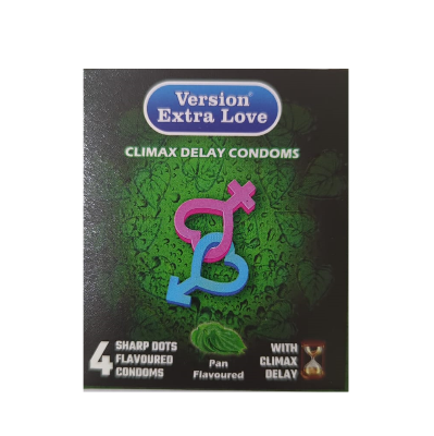 Picture of Version Extra Love Climax Delay Sharp Dots (Pan Flavoured ) Condom - 4Pcs Pack