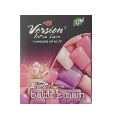 Picture of Version Extra Love Dotted Bubblegum Flavoured Condom - 3Pcs Pack