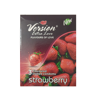 Picture of Version Extra Love Dotted Strawberry Flavoured Condom - 3Pcs Pack