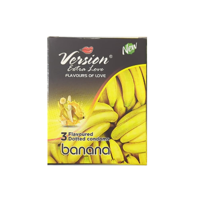 Picture of Version Extra Love Dotted Banana Flavoured Condom - 3Pcs Pack