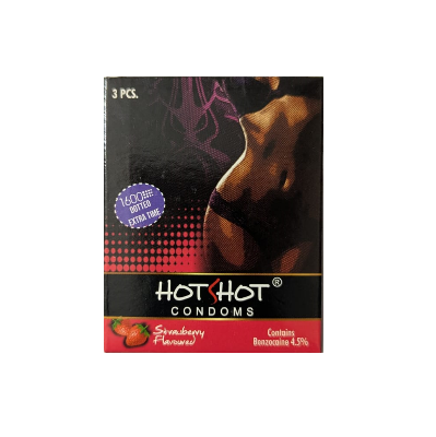 Picture of HotShot Strawberry Extra Time 1600+ Dotted Condom - 3Pcs Pack(India)