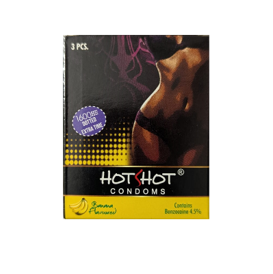 Picture of HotShot Banana Extra Time 1600+ Dotted Condom - 3Pcs Pack(India)