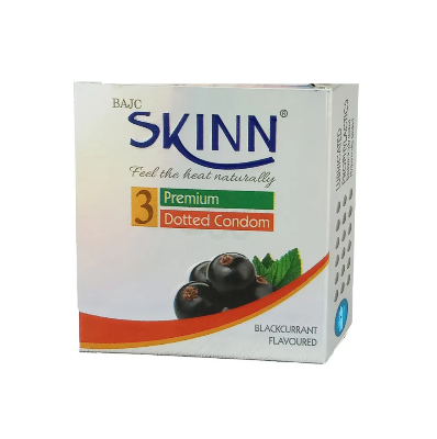 Picture of Skinn BlackCurrant Flavoured Premium Dotted Condom - 3Pcs Pack
