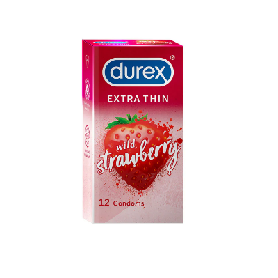 Picture of Durex Extra Thin Wild Strawberry Flavoured Condom - 12Pcs Pack(India)