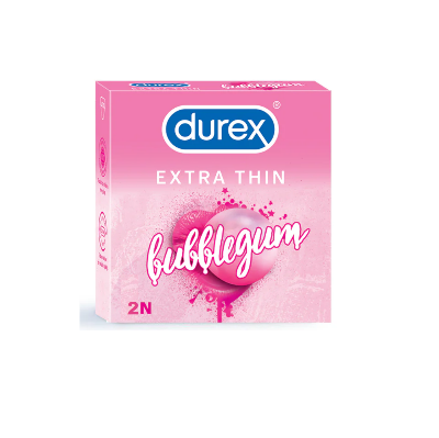Picture of Durex Extra Thin Bubblegum Flavoured Condom - 2Pcs Pack(India)
