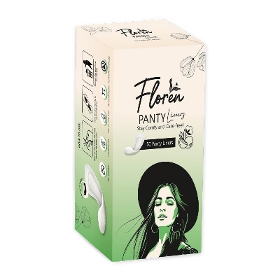Picture of Floren Panty Liners For Women | Curvy Design for Extra Comfort | Cottony-Soft Surface with 185mm Wide Optimal Coverage (50Pcs Liners)