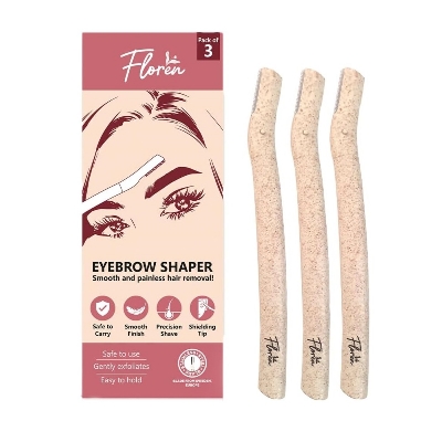 Picture of Floren Eyebrow Shaper Reusable and Salon Look For Women Pack Of 3Pcs - Dermaplaning Tool and Eyebrow Shaping | Eyebrow Razor for Flawless Eyebrows and Skincare