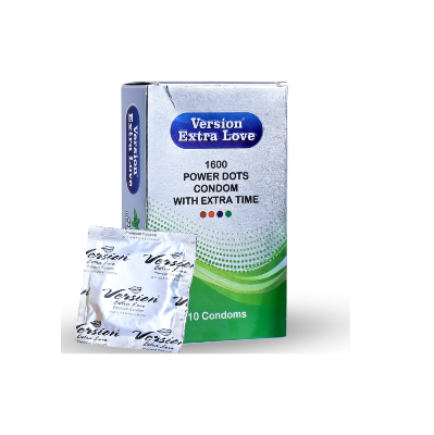 Picture of Version Extra Love 1600 Dots Extra Time Condom ( Mint )- 10Pcs Pack