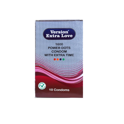 Picture of Version Extra Love 1600 Dots Extra Time Condom (Strawberry )- 10Pcs Pack