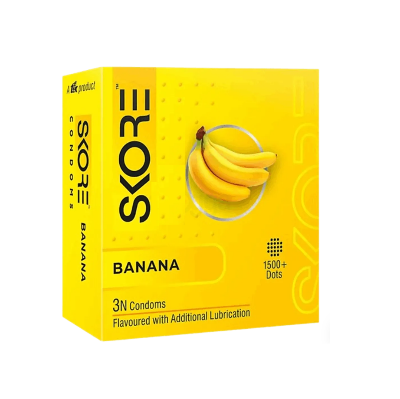 Picture of Skore Banana Flavoured 1500+ Dotted Condom - 3Pcs Pack(India)