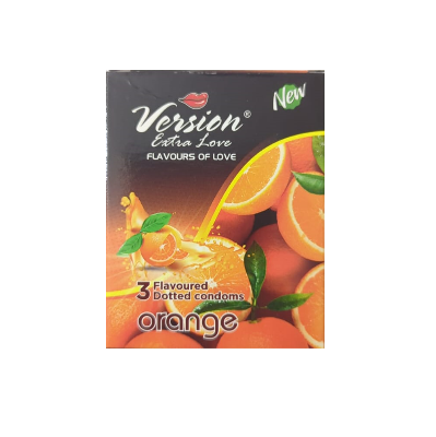 Picture of Version Extra Love Dotted Orange Flavoured Condom - 3Pcs Pack