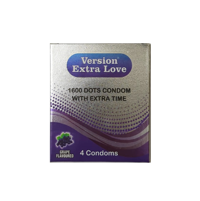 Picture of Version Extra Love 1600 Dots Extra Time Condom ( Grapes ) - 4Pcs Pack