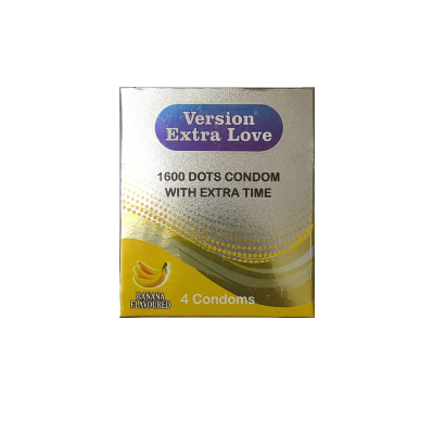 Picture of Version Extra Love 1600 Dots Extra Time Condom ( Banana )- 4Pcs Pack